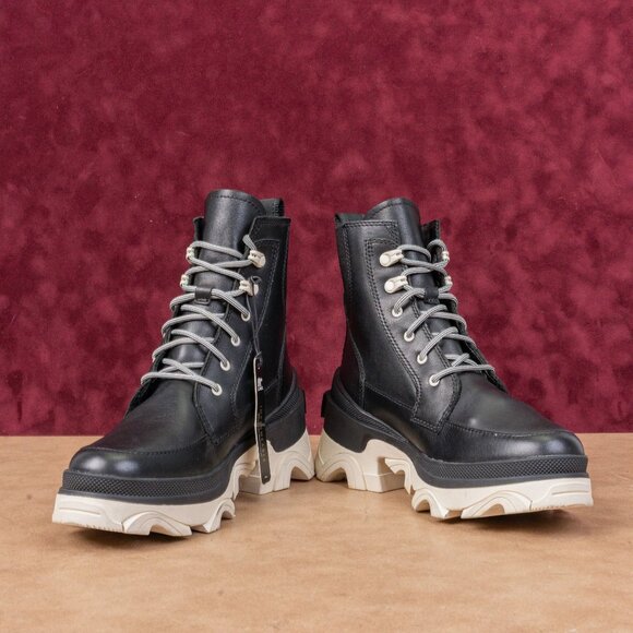 Sorel Women Brex Waterproof True Black Leather Platform Chelsea Boots sz 9 - Picture 2 of 8